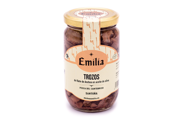 Pieces of Anchovies in Olive Oil - Cantabrian Fish jar 305gr.